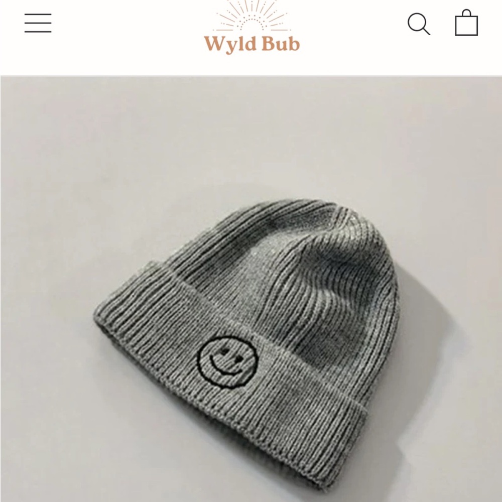 Wyld Bub Gray Smiley Beanie